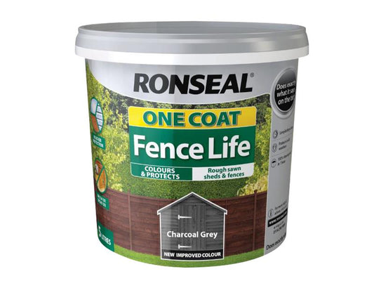 One Coat Fence Life Charcoal Grey 5 litre, Ronseal