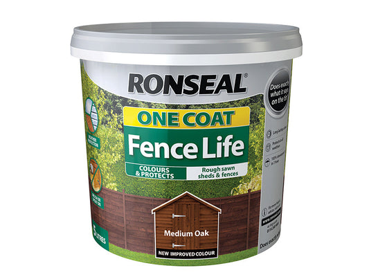 One Coat Fence Life Medium Oak 5 litre, Ronseal