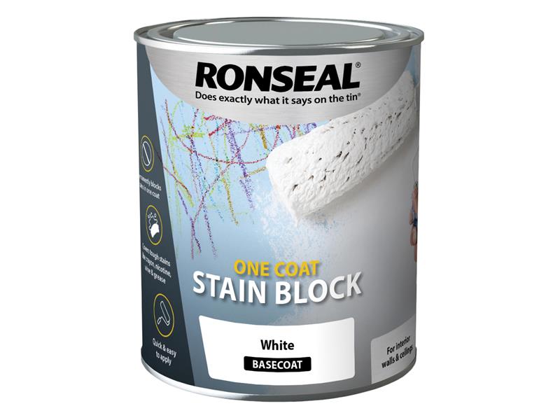 One Coat Stain Block White 750ml, Ronseal