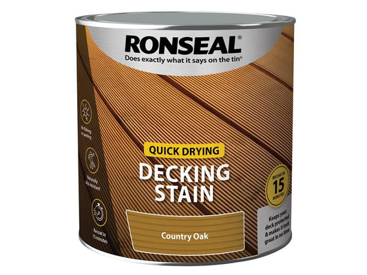 Quick Drying Decking Stain Country Oak 2.5 litre, Ronseal