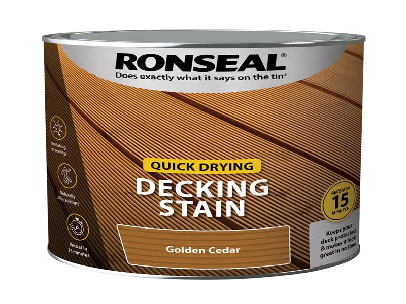 Quick Drying Decking Stain Golden Cedar 2.5 litre, Ronseal