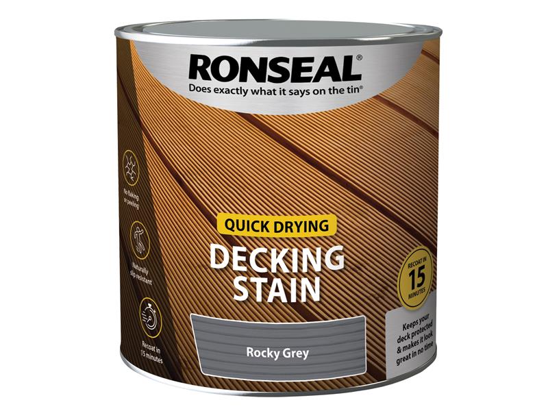 Quick Drying Decking Stain Rocky Grey 2.5 litre, Ronseal