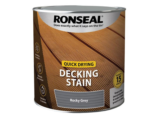 Quick Drying Decking Stain Rocky Grey 2.5 litre, Ronseal