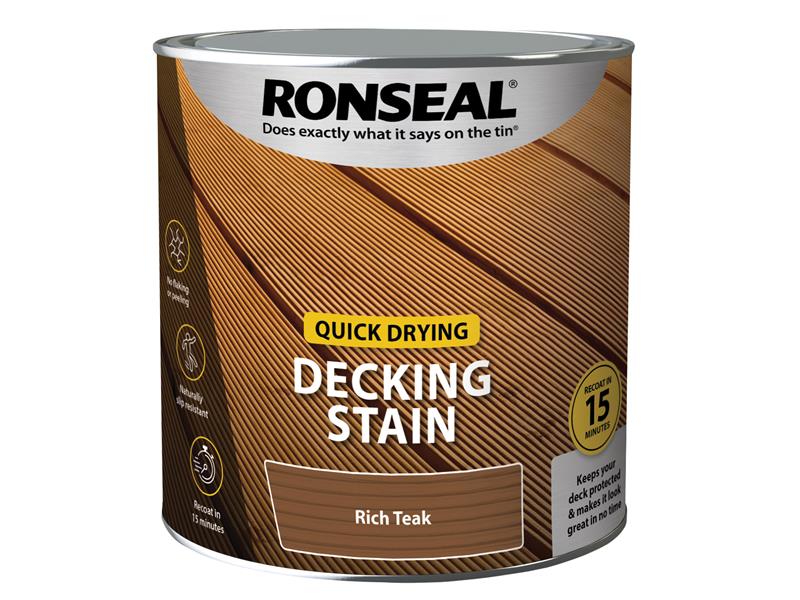 Quick Drying Decking Stain Rich Teak 2.5 litre, Ronseal