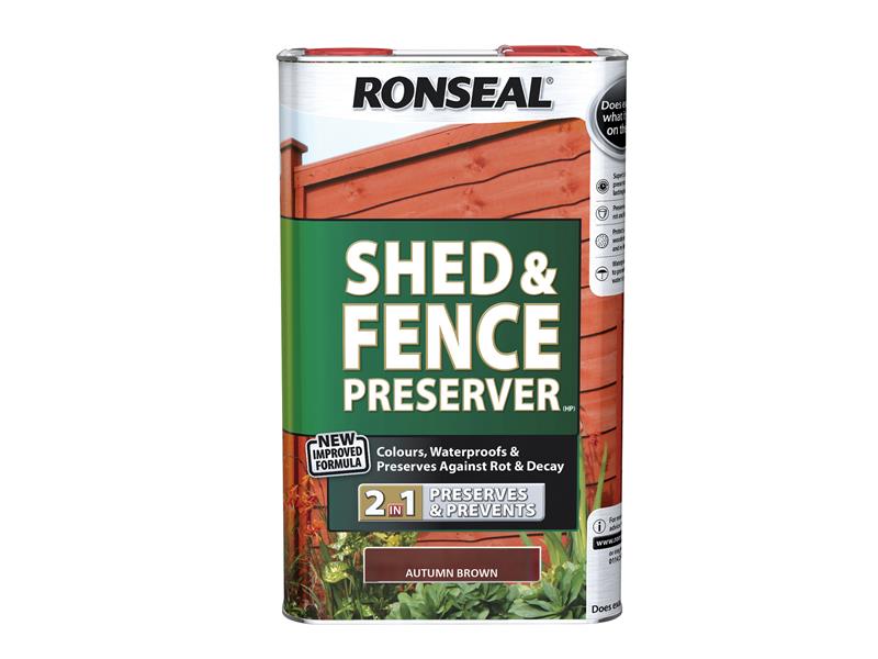 Shed & Fence Preserver Autumn Brown 5 litre, Ronseal