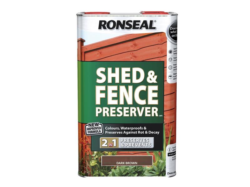 Shed & Fence Preserver Dark Brown 5 litre, Ronseal