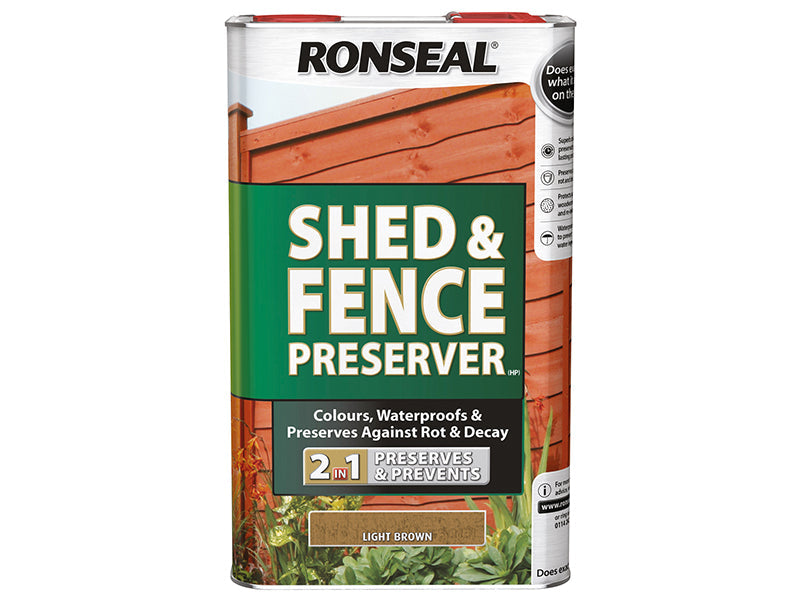 Shed & Fence Preserver Light Brown 5 litre, Ronseal