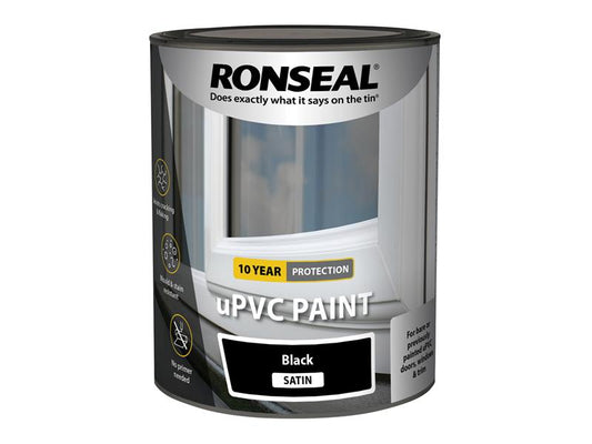 uPVC Paint Black Satin 750ml, Ronseal