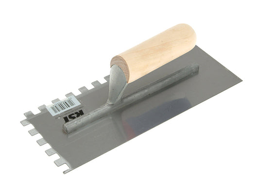 Notched Trowel 10mm Square Notches Wooden Handle 11 x 4.1/2in, R.S.T.