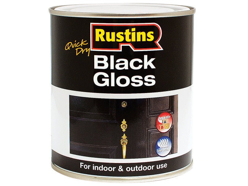 Quick Dry Black Gloss 500ml, Rustins