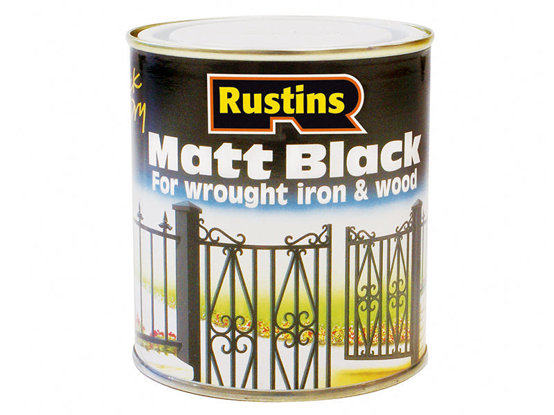 Matt Black Paint Quick Drying 1 Litre, Rustins