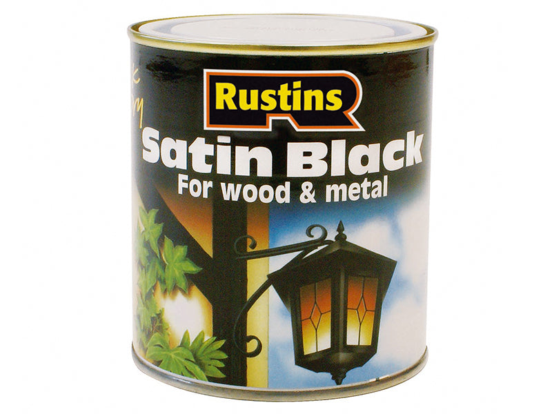 Satin Black Paint Quick Drying 500ml, Rustins