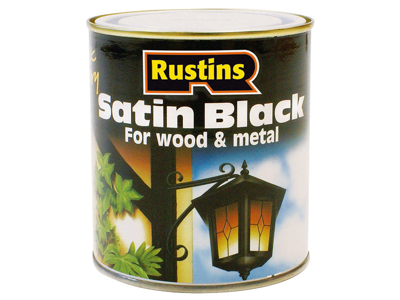 Satin Black Paint Quick Drying 250ml, Rustins