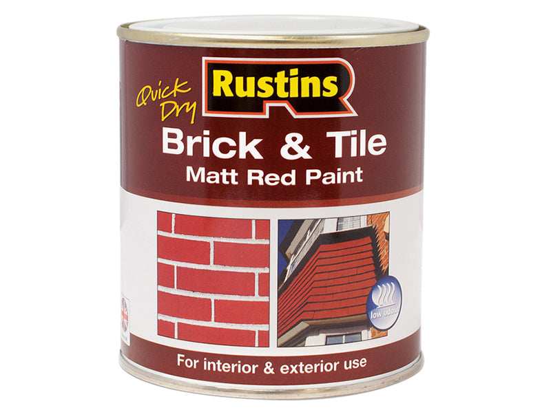 Quick Dry Brick & Tile Paint Matt Red 500ml, Rustins