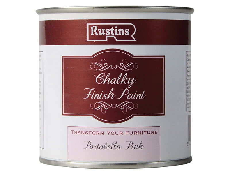 Chalky Finish Paint Portobello Pink 250ml, Rustins