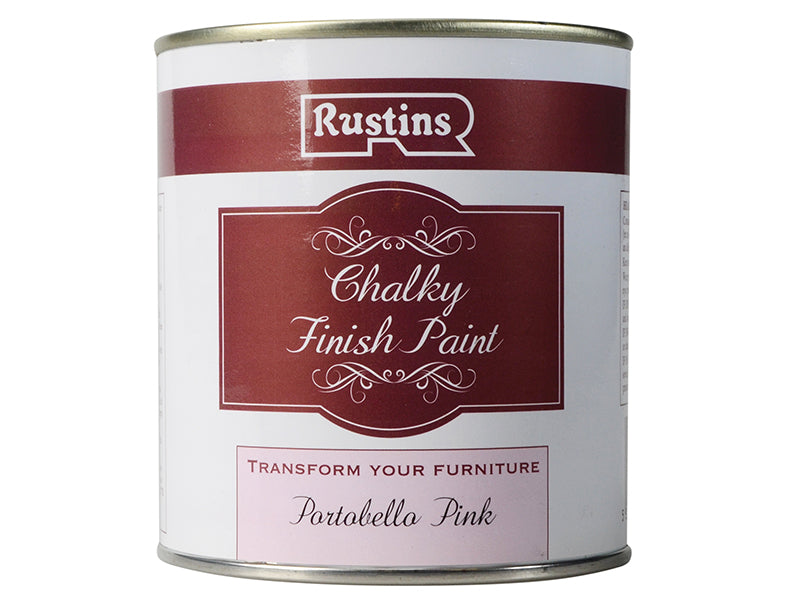 Chalky Finish Paint Portobello Pink 500ml, Rustins