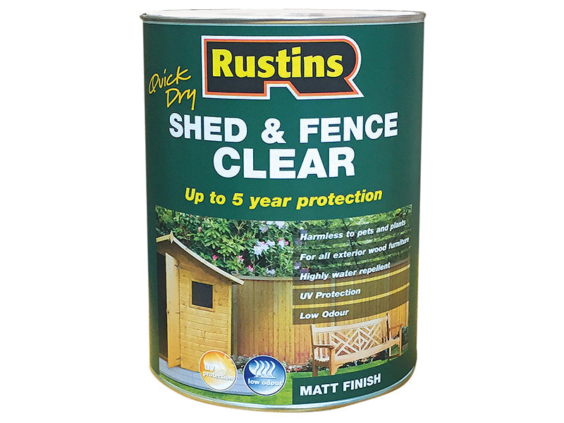 Quick Dry Shed and Fence Clear Protector 5 litre, Rustins