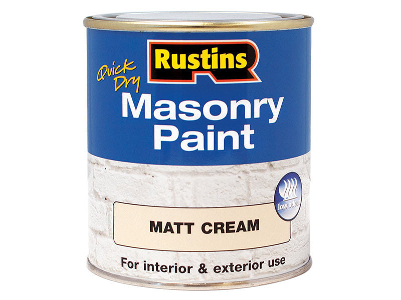 Quick Dry Masonry Paint Matt Cream 250ml, Rustins