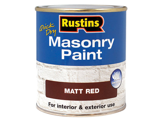 Quick Dry Masonry Paint Matt Red 500ml, Rustins