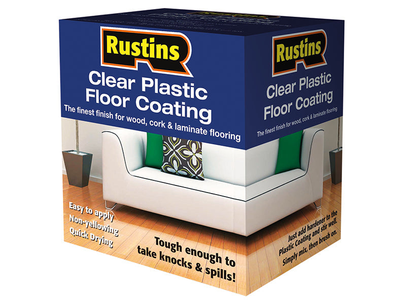 Clear Plastic Floor Coating Kit Gloss 1 litre, Rustins