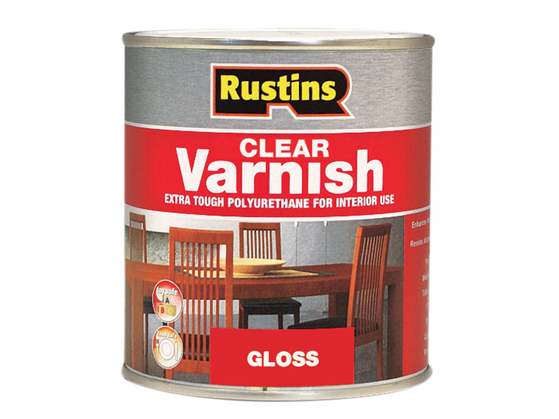 Polyurethane Varnish Gloss Clear 250ml, Rustins