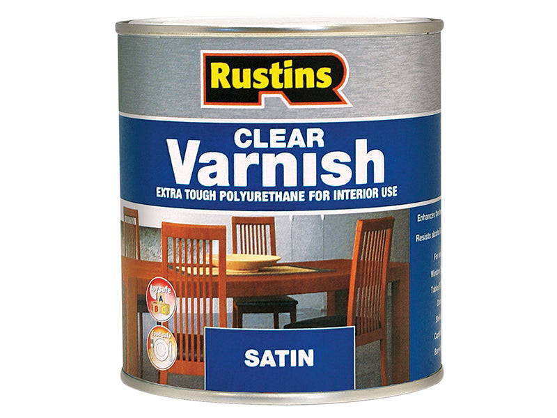 Polyurethane Varnish Satin Clear 250ml, Rustins