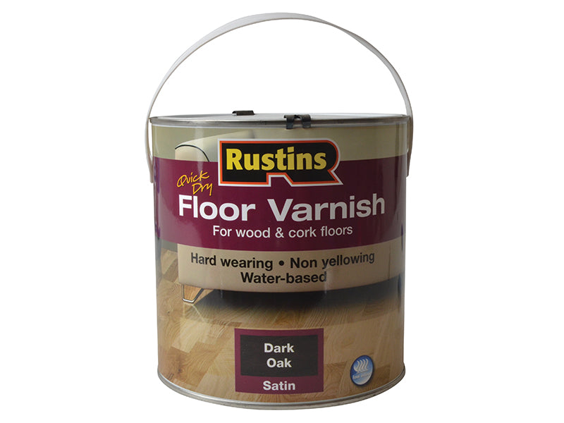 Quick Dry Coloured Floor Varnish Dark Oak 2.5 litre, Rustins