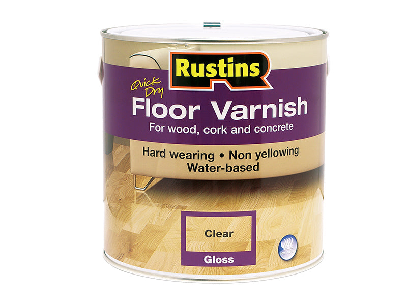 Quick Dry Floor Varnish Gloss 2.5 litre, Rustins