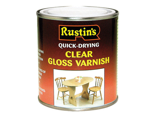 Quick Dry Varnish Gloss Clear 500ml, Rustins