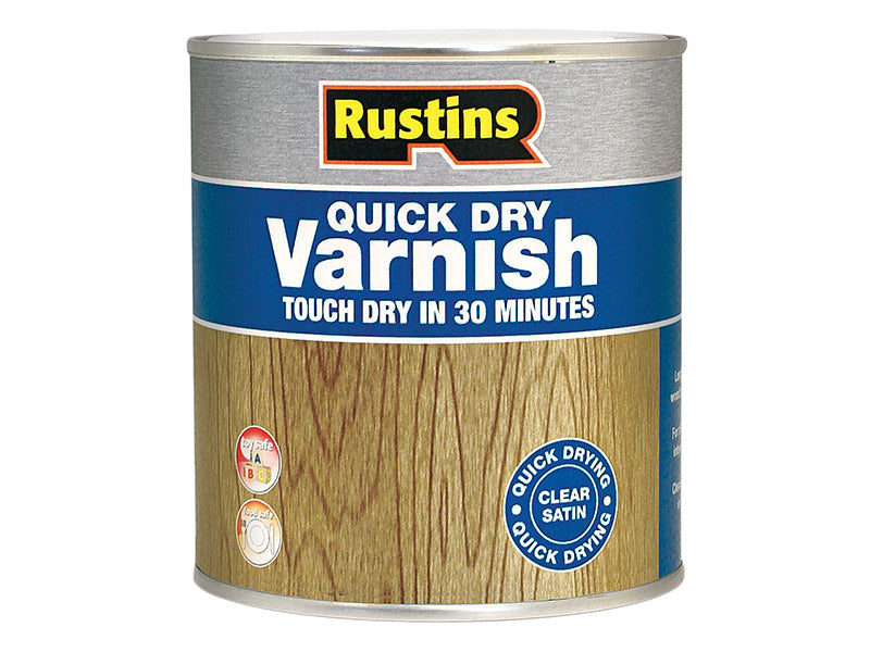 Quick Dry Varnish Satin Clear 500ml, Rustins