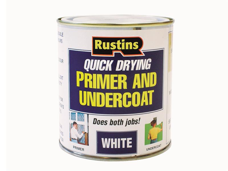 Quick Dry Primer & Undercoat White 500ml, Rustins