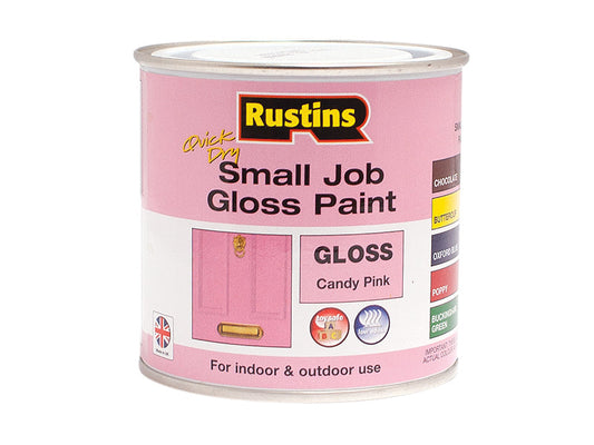 Quick Dry Small Job Gloss Paint Candy Pink 250ml, Rustins