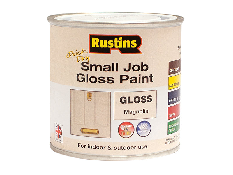 Quick Dry Small Job Gloss Paint Magnolia 250ml, Rustins