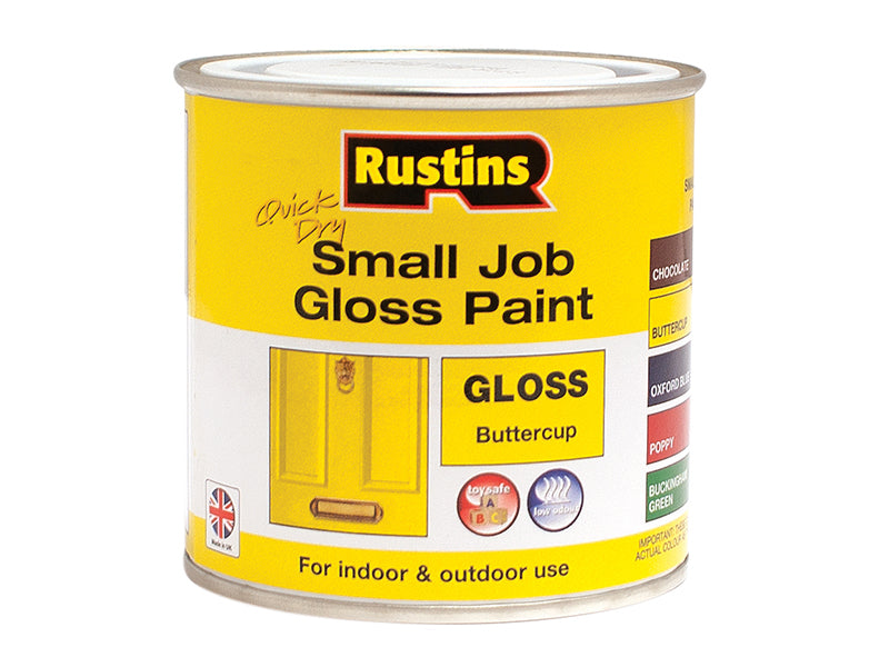 Quick Dry Small Job Gloss Paint Buttercup 250ml, Rustins