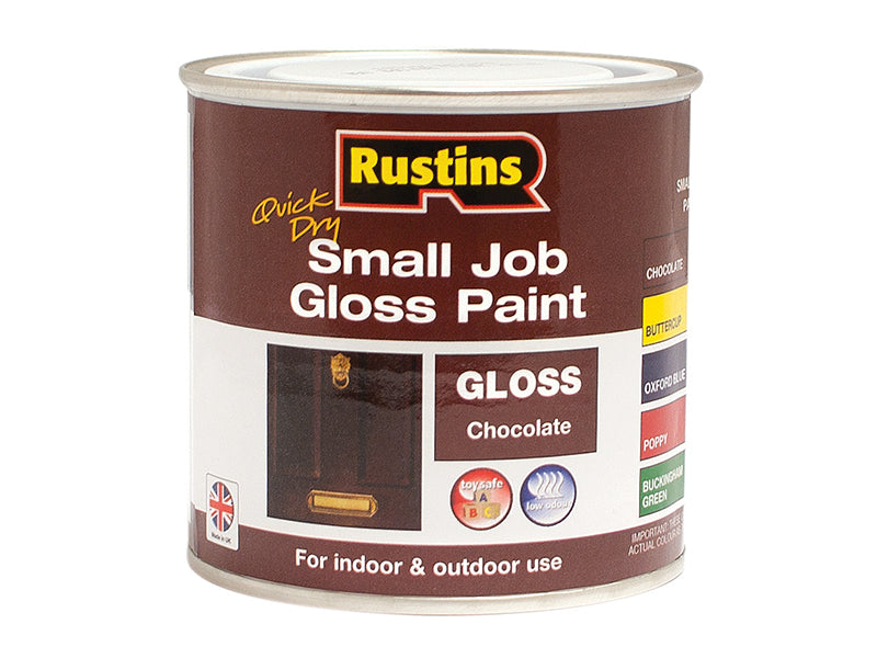 Quick Dry Small Job Gloss Paint Chocolate 250ml, Rustins