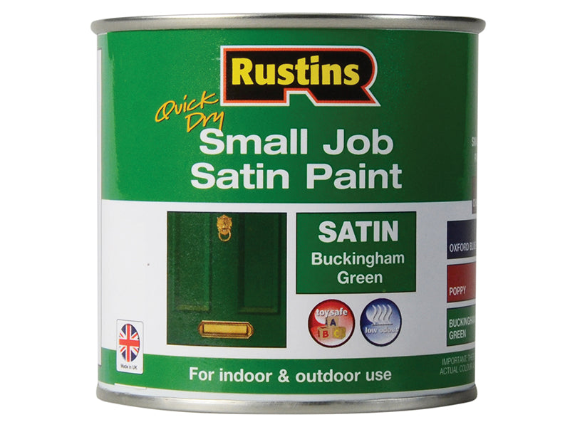 Quick Dry Small Job Satin Paint Buckingham Green 250ml, Rustins