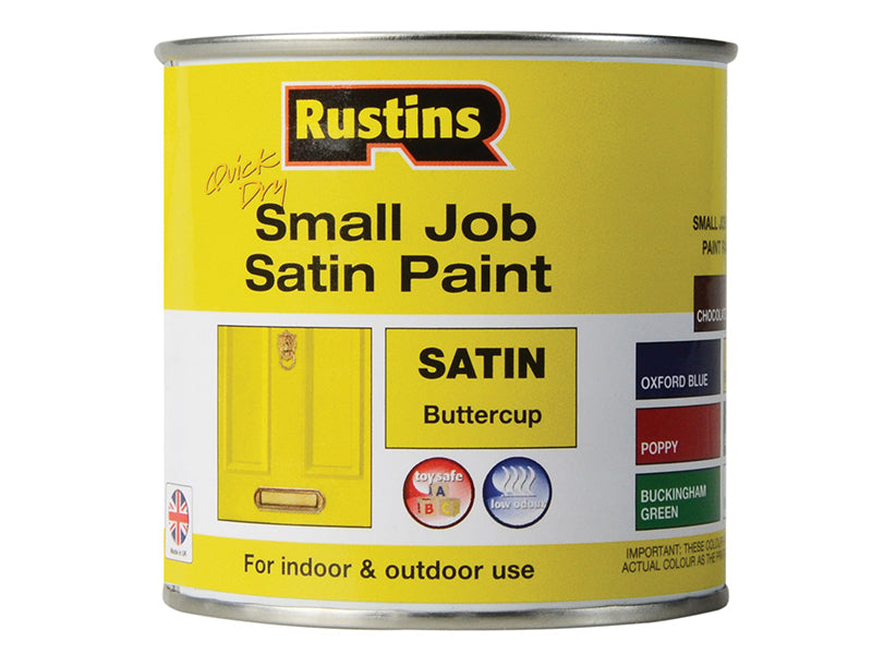 Quick Dry Small Job Satin Paint Buttercup 250ml, Rustins