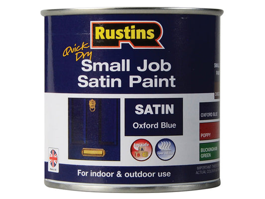 Quick Dry Small Job Satin Paint Oxford Blue 250ml, Rustins