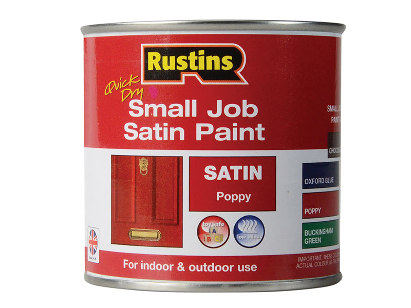 Quick Dry Small Job Satin Paint Poppy 250ml, Rustins