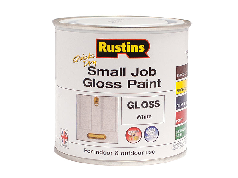 Quick Dry Small Job Gloss Paint White 250ml, Rustins