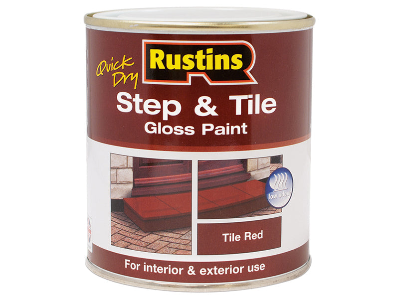 Quick Dry Step & Tile Paint Gloss Red 500ml, Rustins