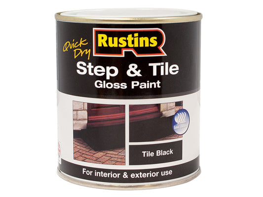 Quick Dry Step & Tile Paint Gloss Black 500ml, Rustins