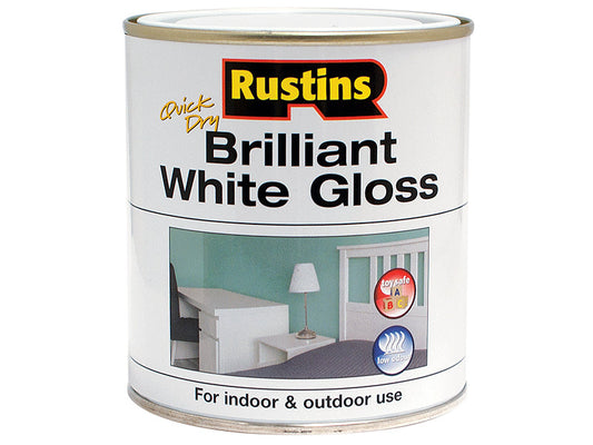 Quick Dry Brilliant White Gloss 1 Litre, Rustins