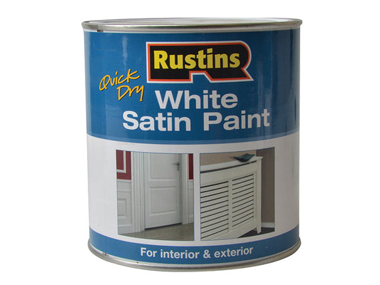 Quick Dry White Satin Paint 1 Litre, Rustins