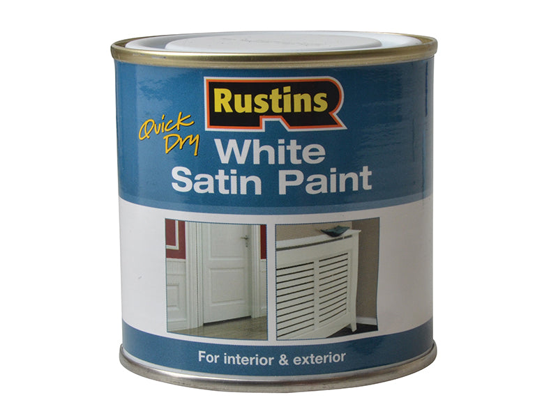 Quick Dry White Satin Paint 250ml, Rustins