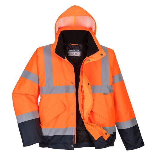 Hi-Vis Contrast Winter Bomber Jacket, Morgans PW