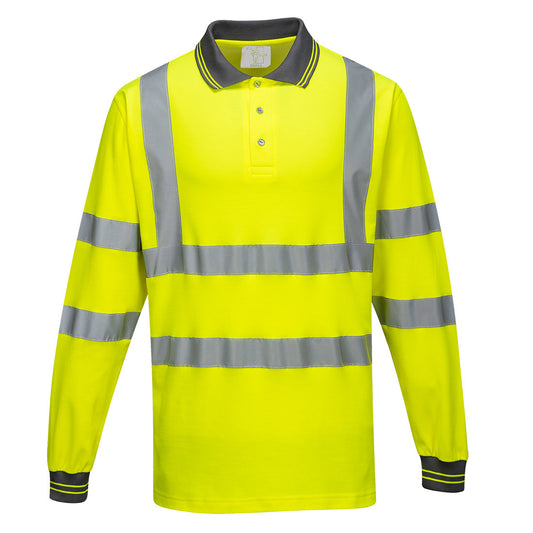 Hi-Vis Cotton Comfort Polo Shirt L/S, Morgans PW