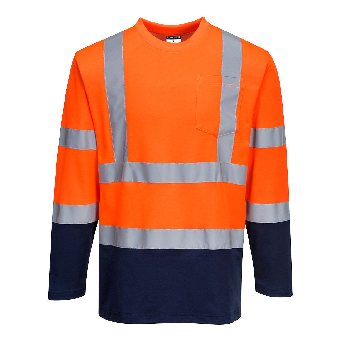 Hi-Vis Cotton Comfort Contrast T-Shirt L/S, Morgans PW