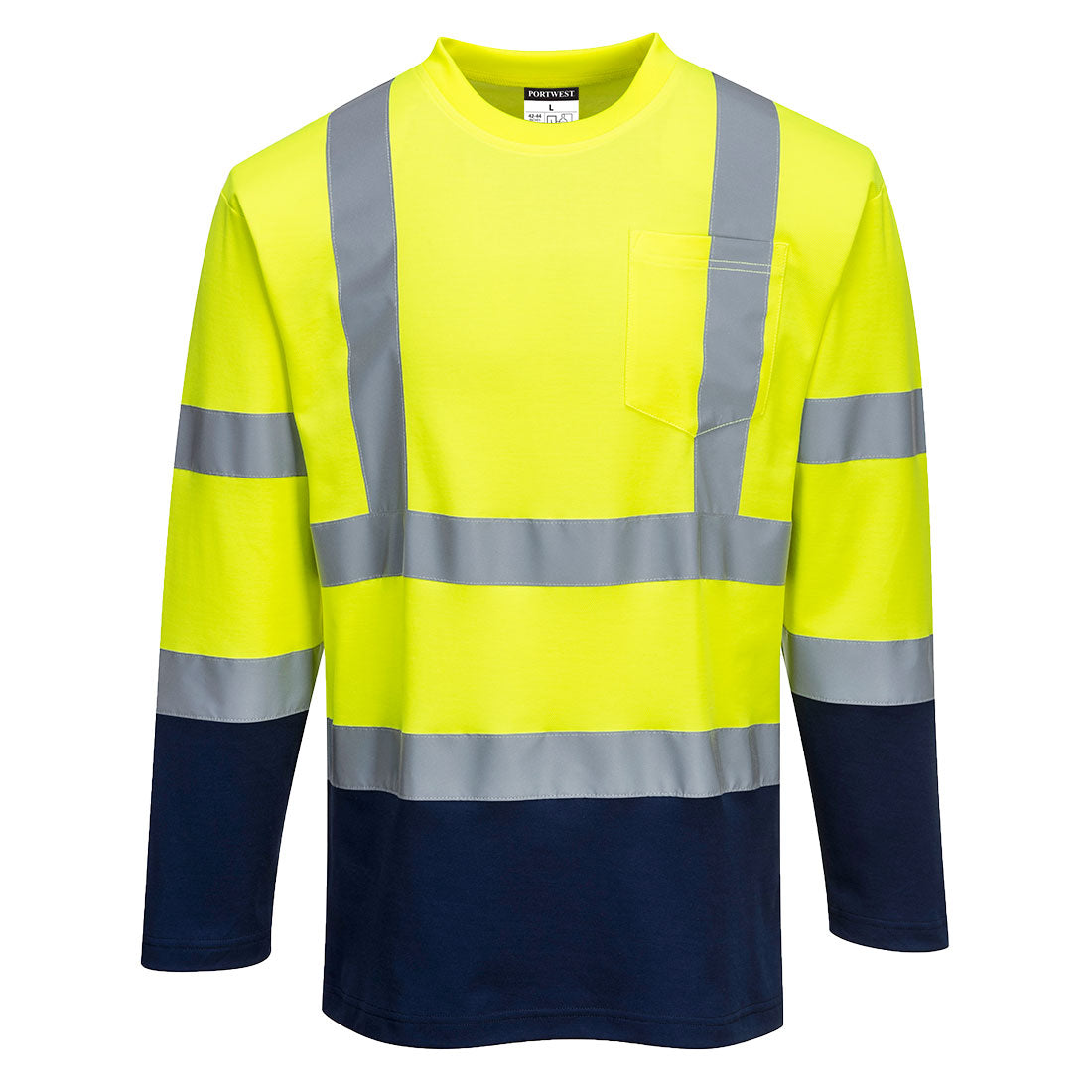 Hi-Vis Cotton Comfort Contrast T-Shirt L/S, Morgans PW