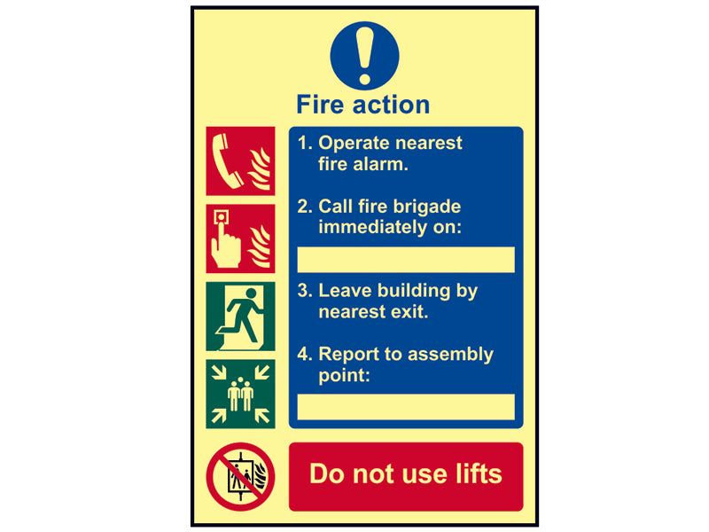 Fire Action Procedure - Photoluminescent 200 x 300mm, Scan